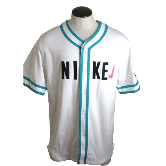 Nike Sportswear Men's Baseball Jersey Button Up Skate shirt White Size XL NWT - Picture 1 of 11